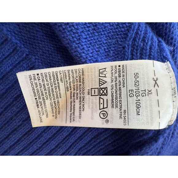 Banana Republic Filpucci Blue Button Back Sweater XL Merino Wool Cashmere Blend - Picture 7 of 7
